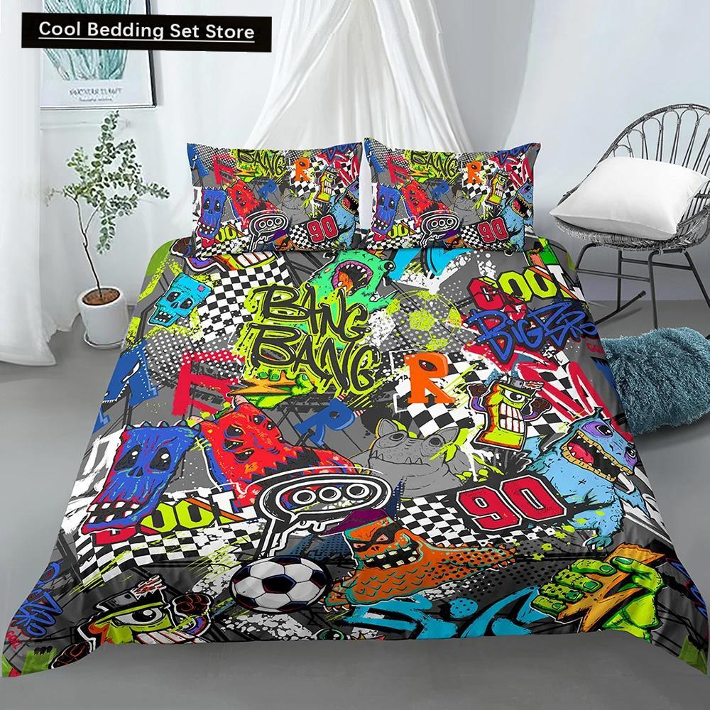 Bedding Set For Baby Kids Child 3D Cartoon Graffiti Crib Duvet Cover Pillowcase 2/3Pcs Polyester Quilt Cover King Queen Full