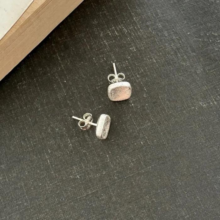 925 Matte square stud earrings