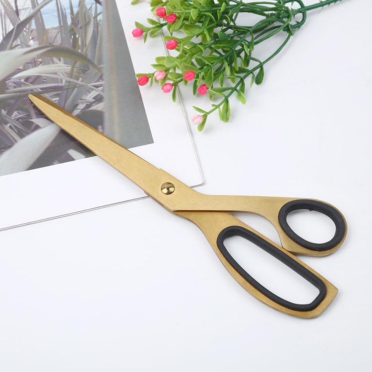 

Nordic Asymmetrical Gold Scissors: Stainless Steel for Home & Office Use, Brass Color, Simple Design