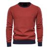 Men's Personalized Khaki Round Neck Warm Knit Pullover for Autumn/Winter