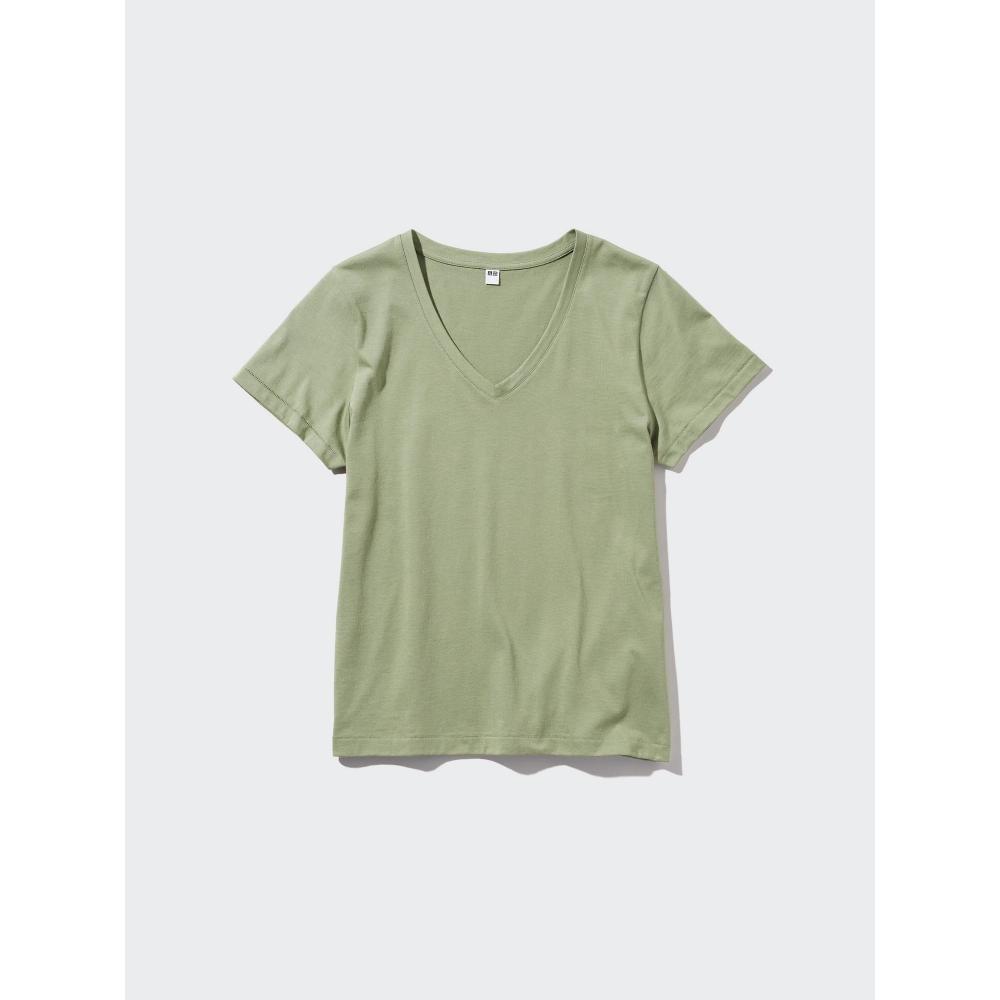 Uniqlo W S Supima CoTTon V Neck S S T ShirT
