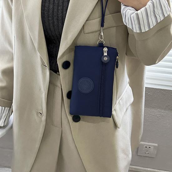 Coin Purse Smooth Zipper Multiple Compartments Small Wallet Minimalist Design Keys Cards Mobile Phone Pouch