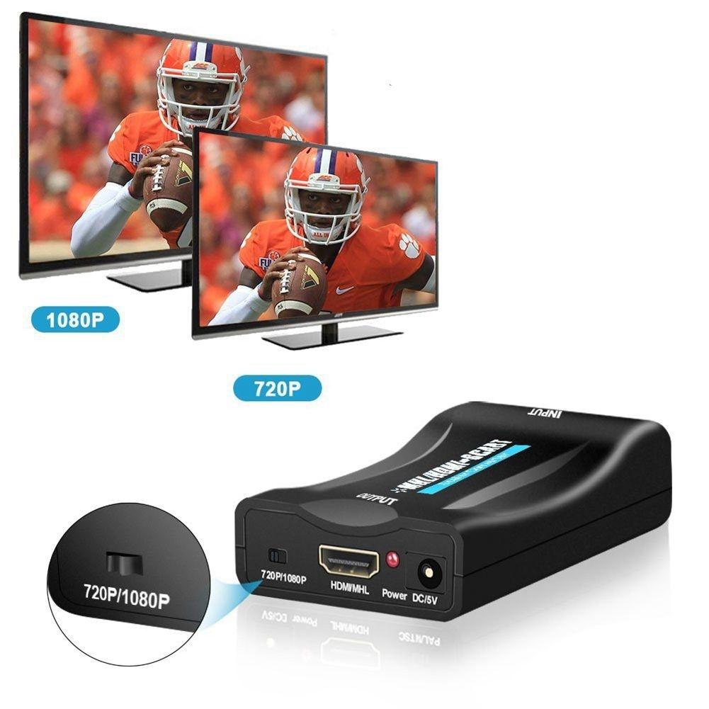 Peritel a HDMI 1080p 60Hz Adaptateur Plug and Play Convertisseur Analogique vers Numerique Boite Video Audio Adaptateur Support PAL / pour PS4 / DVD