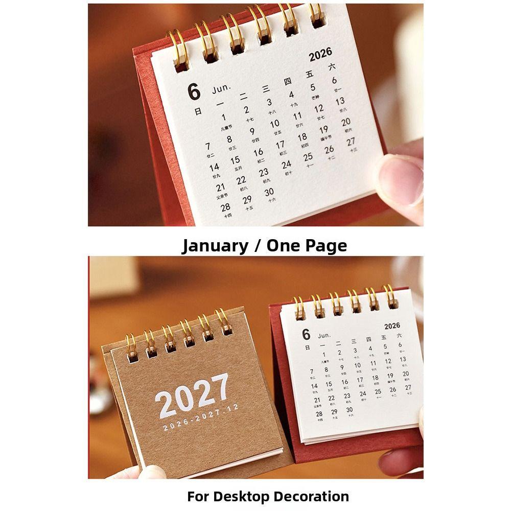 Double Coil Mini Calendar Standing Base Flip Calendar New 2027 Desk Calendar Home Office