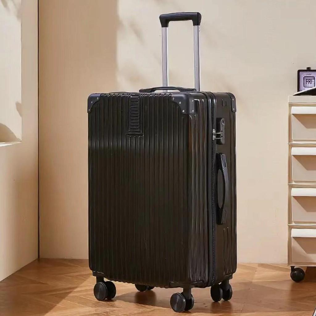 Lightweight 24-Inch Leather Suitcase: Stylish and Spacious Travel Trolley for Female Students