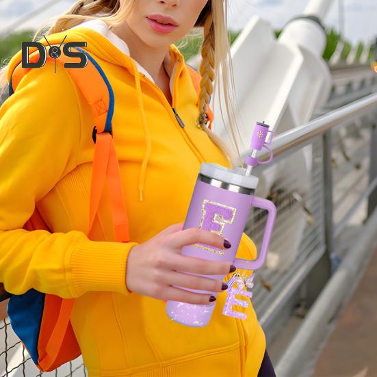 7Pcs Cup Accessories Set for 30/40oz Tumbler Silicone Straw Lid Spill-Proof Stoppers Handle Charm Initials Sticker Durable Personalized Mug