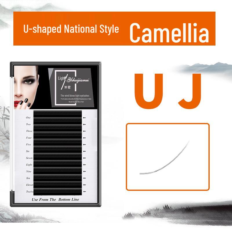 Camellia Eyelash Extensions: U-shaped Fox-like Comic Style, Baby Curl for Beautiful Lashes