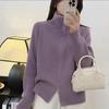 Women's High-End Stand-Up Collar Double Zipper Cardigan Jacket - 2024 Autumn/Winter Thick Knit Sweater Style