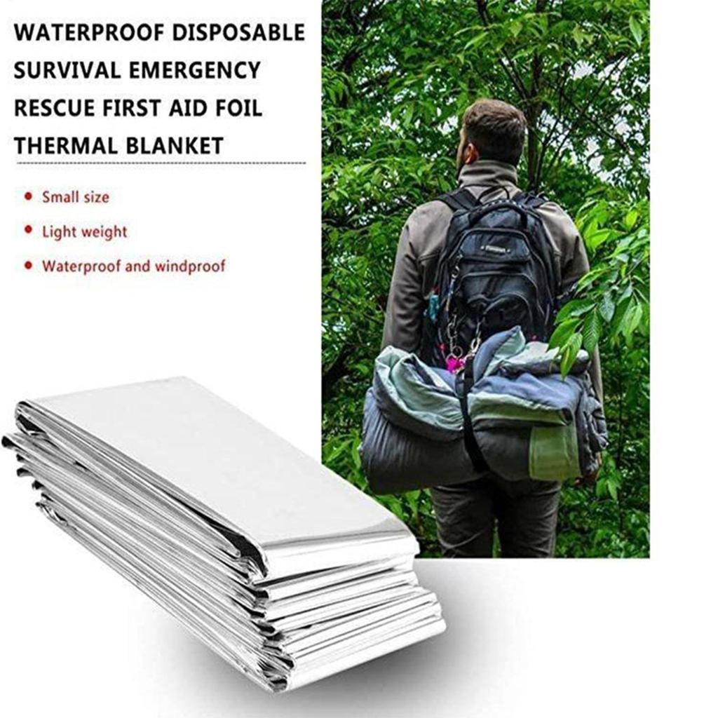 Emergency Blanket Outdoor Survive First Aid Military Rescue Kit Windproof Waterproof Foil Thermal Blanket for Camping