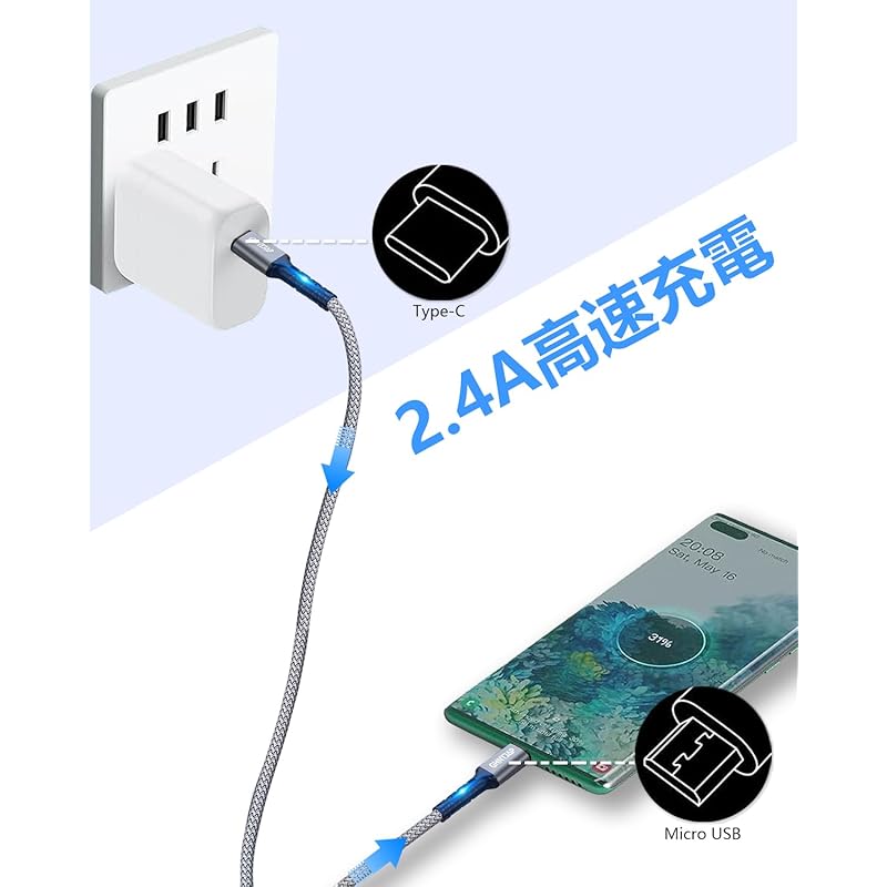 GHNTJAP Micro USB Typ-C Kabel 2M C auf OTG Kabel Micro USB Typ C USB2.0 Datenübertragung Schnellladen Kompatibel mit MacBook/Pixel/Galaxy und anderen