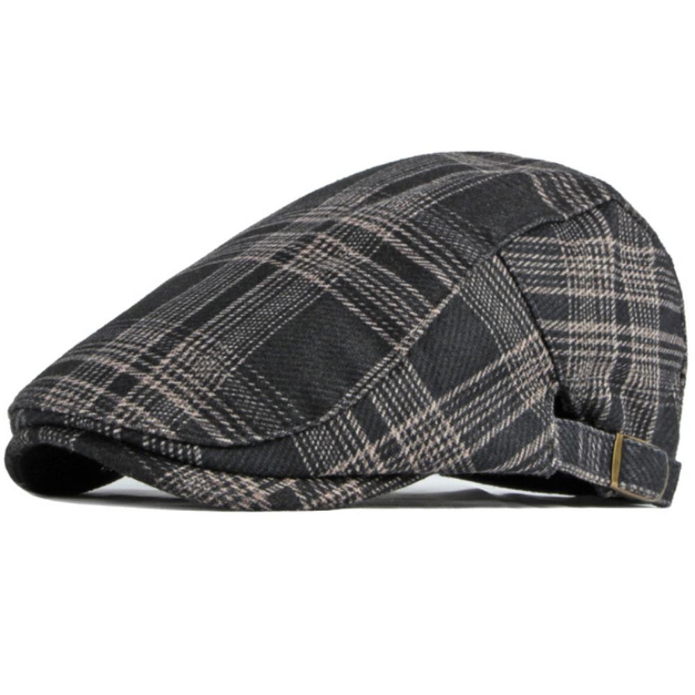 HT4952 Beret Cap Thick Warm Autumn Winter Hats for Men Women Artist Painter Plaid Beret Hat Male Female Ivy Flat Cap Mens Beret