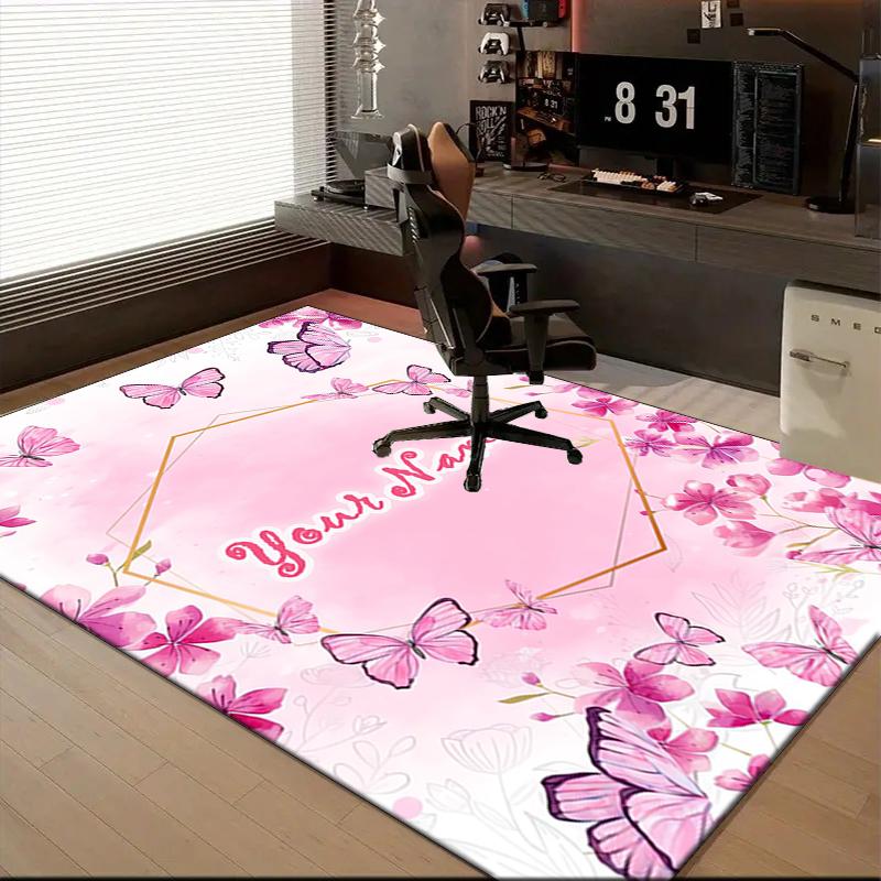 1PC Custom Name Butterfly Dreams Frame Theme Floor Mat Ideal for Living Room, Game Rooms, Office, Bedroom Floor Mat Design
