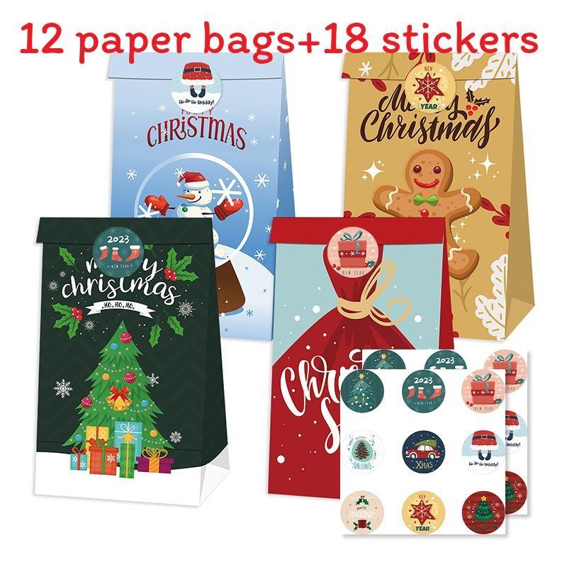 

Santa Cartoon Christmas Snack Packaging Bags With Decorative Stickers For Events StyleA