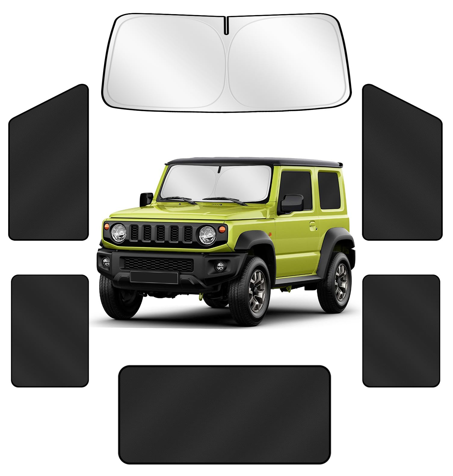 Автомобильные шторки ZATOOTO для Suzuki Jimny Sierra Light Door Черные и JB64/JB74 - Магнитные, Блокировка 99,9%, Шторки на передние/задние/все боковые/заднюю двери, 6 шт. чёрный