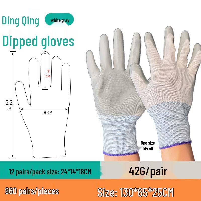 Durable Waterproof Nitrile Work Gloves - Non-Slip, Wear-Resistant, Half-Rubber for Construction Use
