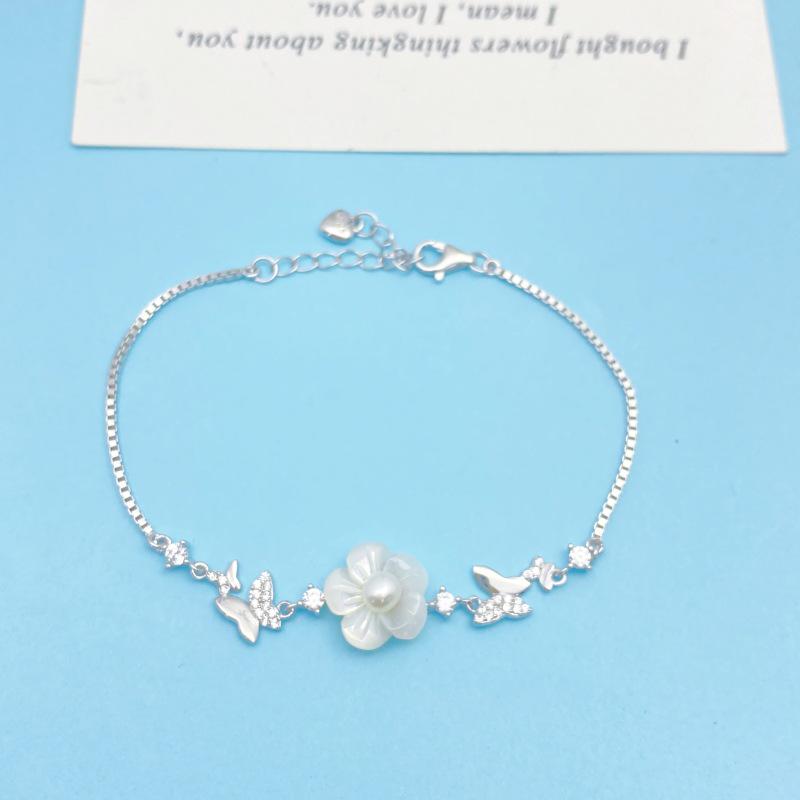 Elegant S925 Sterling Silver Butterfly & Flower Bracelet - Simple, Stylish, and Versatile Design S925 Silver