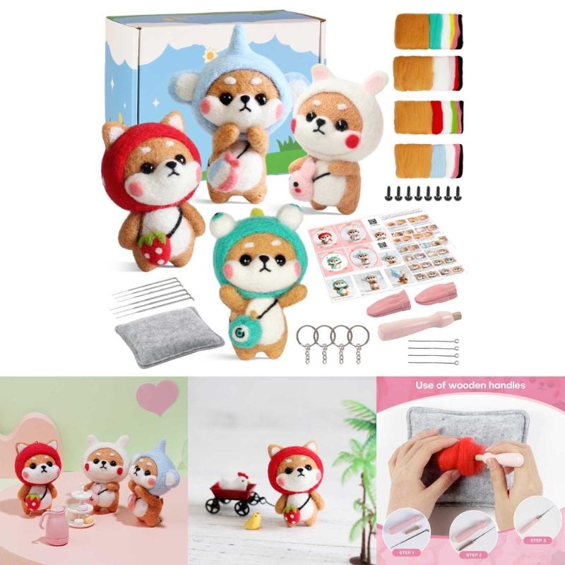 Komplettes Wollfilz-Materialpaket-Set für DIY-Bastelarbeiten Basteln Sie ein charmantes Spielzeug mit diesem anfängerfreundlichen Set
