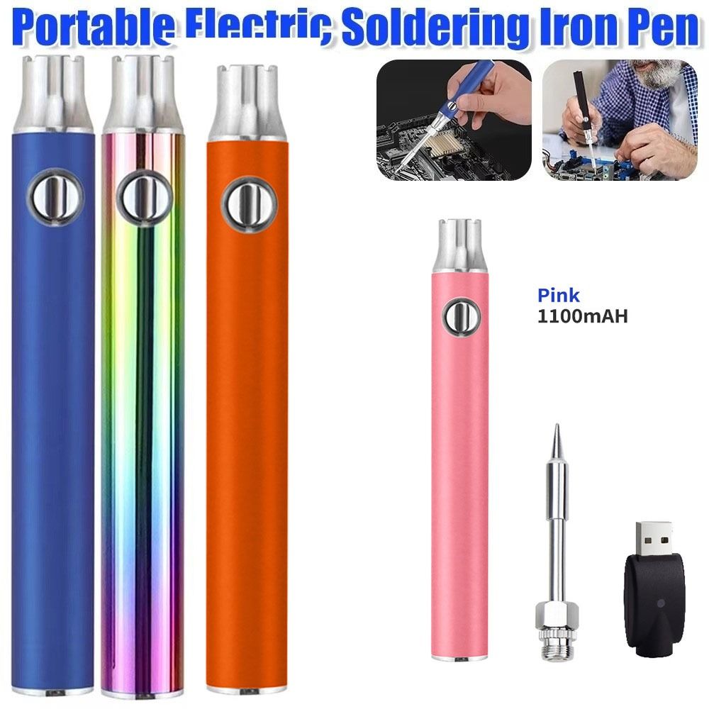Adjustable Temperature Electric Soldering Iron 1100mAh Battery 3 Gear Welding Tool Kit Pen Rechargeable 510 Thread Heat Tips