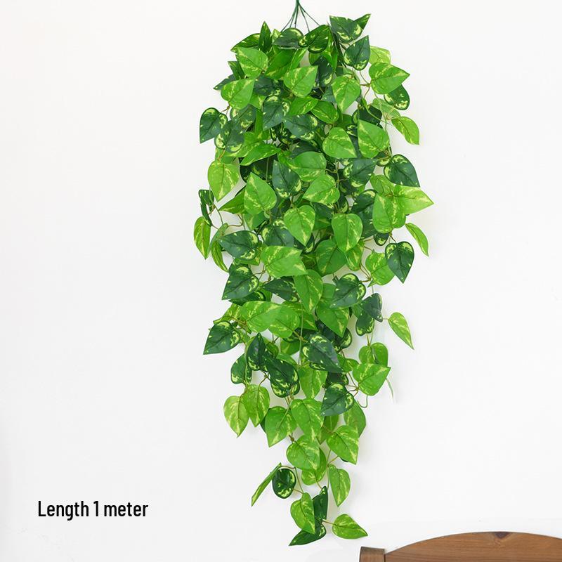 Pothos Wall Hanging Decoration: Trailing Artificial Vines & Spider Plant Basket for Indoor Use