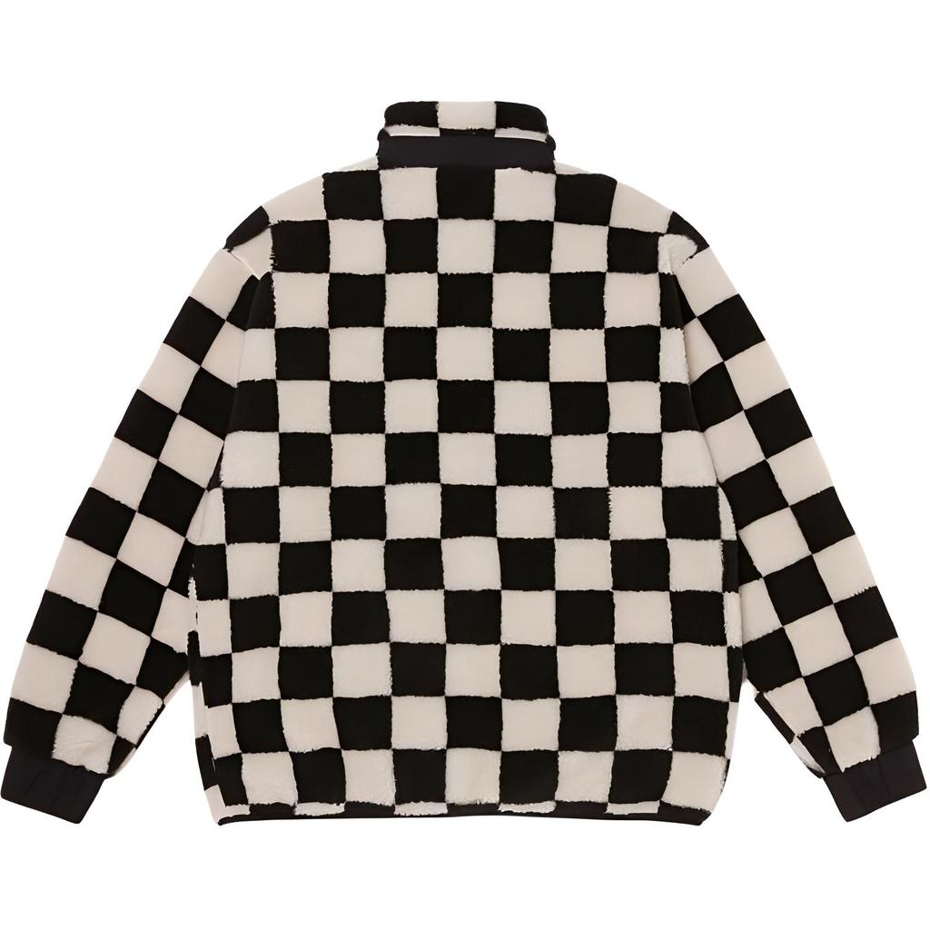 Vans Jachetă Unisex cu Guler Înalt, Mâneci Lungi cu Fermoar, cu Imprimeu Carouri, Negru VN000KCWE1N1