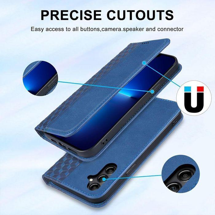 Coque de Protection - BOOLING - Samsung Galaxy S25 FE - Effet Cuir Bleu Marine - Antichoc - 2 Verres Trempés