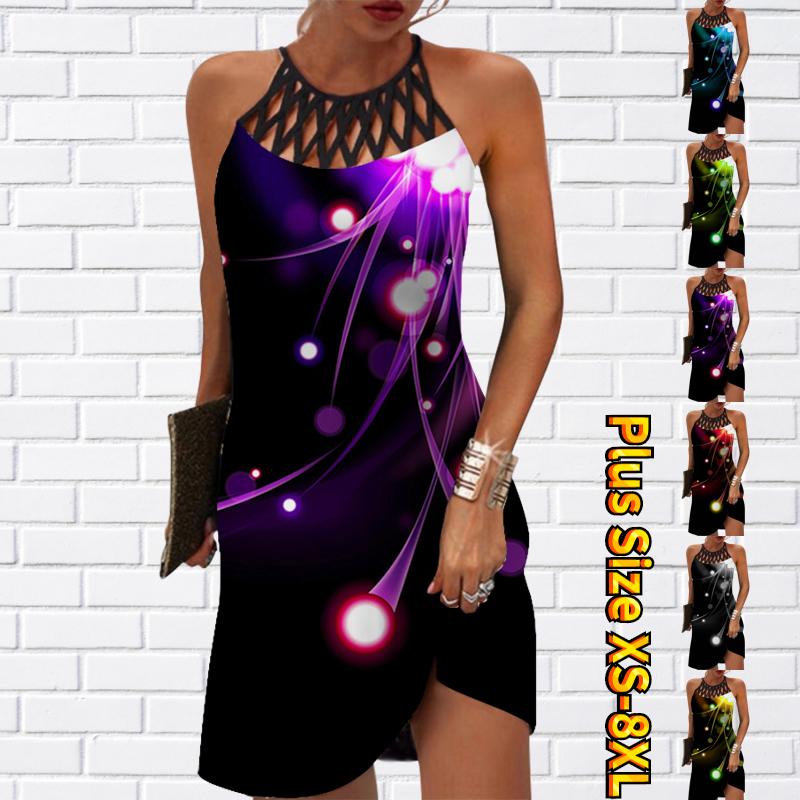 

Летнее модное сексуальное платье без рукавов, мягкое повседневное платье с 3D принтом светлячков, платье на бретельках без рукавов, летнее платье на подтяжках