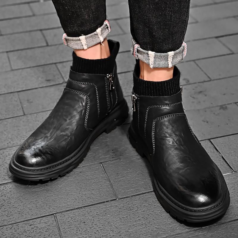 Herrenstiefel für Herren Chelsea-Stiefel aus Leder, hohe formelle Oxford-Schuhe