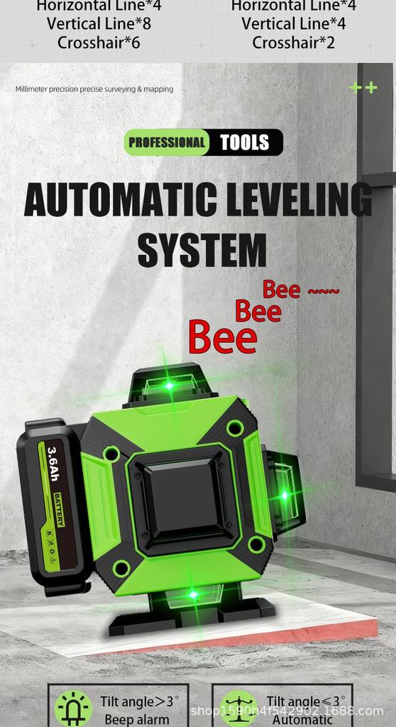 Strong Precision 16-Line Laser Level with Rubber Coating for Wall and Floor Mounting