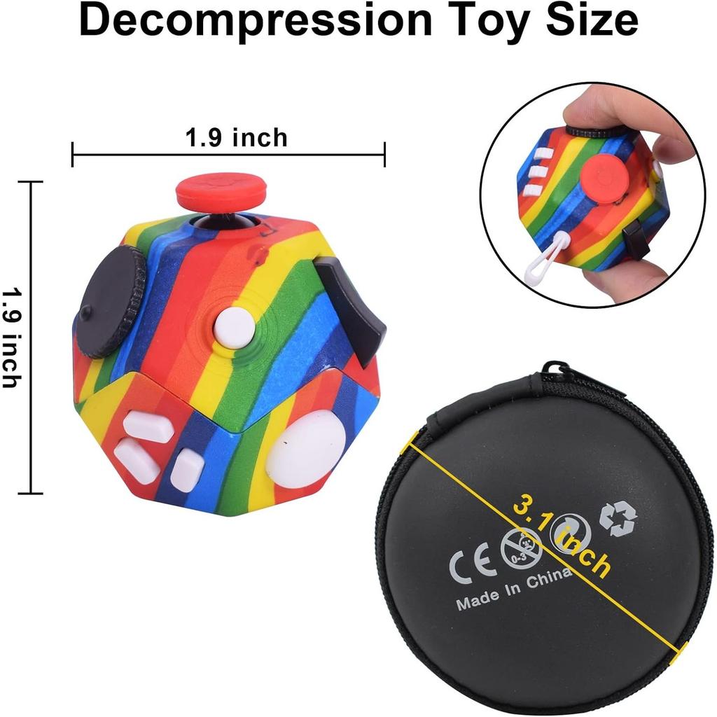 Small Fidget Toys,12 Sided Cube Toys for Kids Adults with Anxiety ADHD Autism and Relief Stress