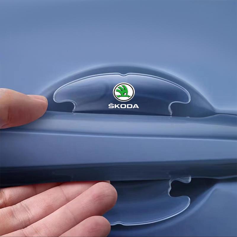 4 Stück Transparenter Autotür-Antikollisionsschutz Stoßstangenleiste Aufkleber Für Skoda Octavia MK2 MK3 2 3 A7 Fabia Karoq Kodiaq Superb Rapid Kamiq
