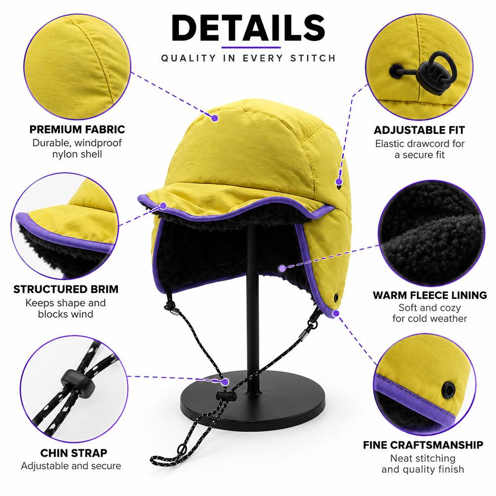 Winter velvet thickened warm Lei Feng hat outdoor sports windproof waterproof ear protection hat cold ski hat