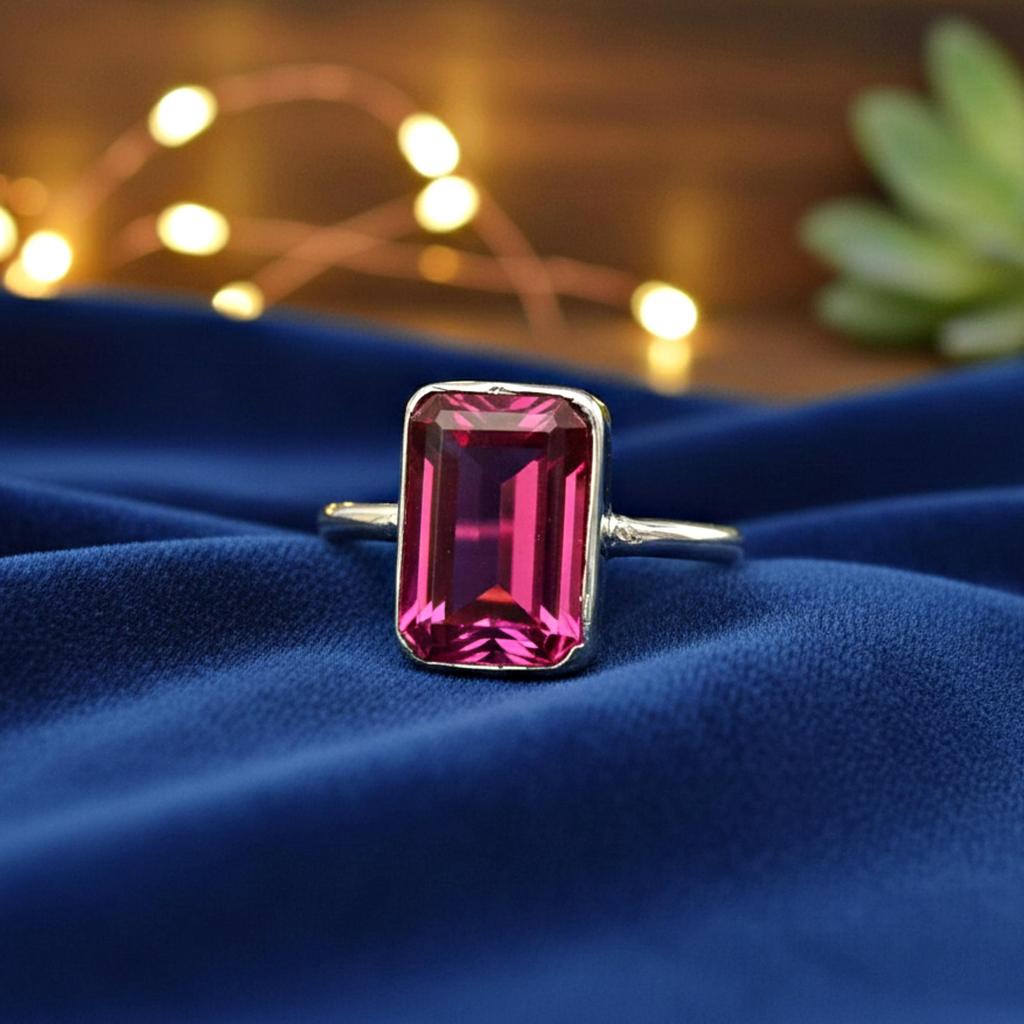 Pink Tourmaline Gemstone Ring, 925 Solid Sterling Silver, Handmade Jewelry, Gift for Her, Pretty Pink Tourmaline, Womens Ring