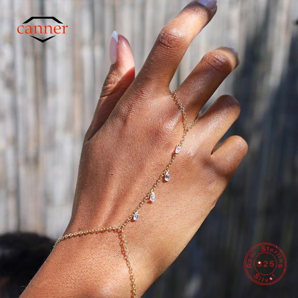 CANNER 925 Zilver Sprankelende Handketting Armbanden Voor Vrouwen INS Geometrische CZ Achtpuntige Ster Armbanden Fijne Sieraden