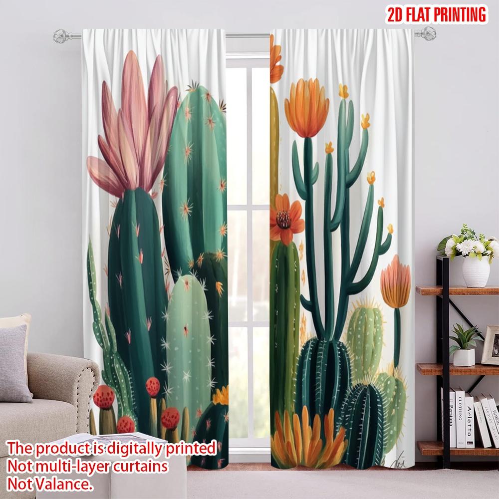 

2pcs,2D plane printing Contemporary Curtains Cactus Blooms Polyester Woven (without rod) Art Deco Festive Use for Living Room 52.50 × 116.00 cm 2 pcs