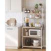 VASAGLE Kitchen Shelf Stand Rack Microwave Shelf Stand 6 Tier 6 Shelves and 6 Hooks Microwave Steel Frame Industrial Design 40 x 80 x 167 cm Oak White