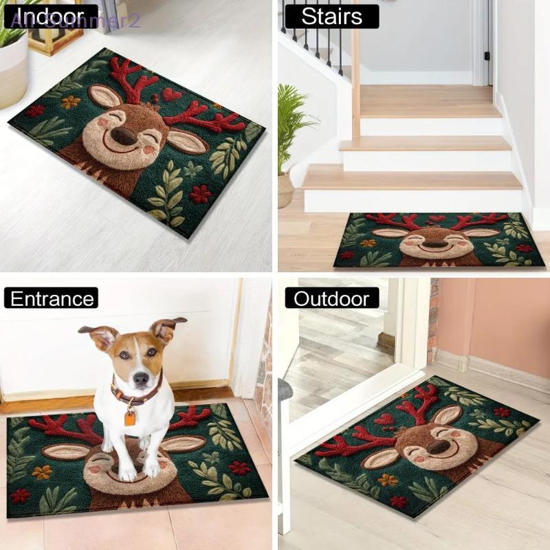 {Summer2}{MX} Christmas Reindeer Santa Claus Door Mat Merry Christmas Cartoon Carpet DIY Xmas Home Decoration Foot Mat