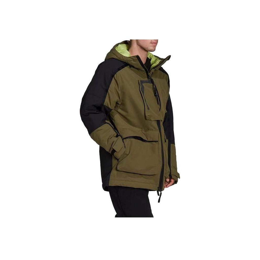 Adidas Outdoor Casual Sports Zip Hooded Long Sleeve Cotton Jacket Men Jacket Green H48576