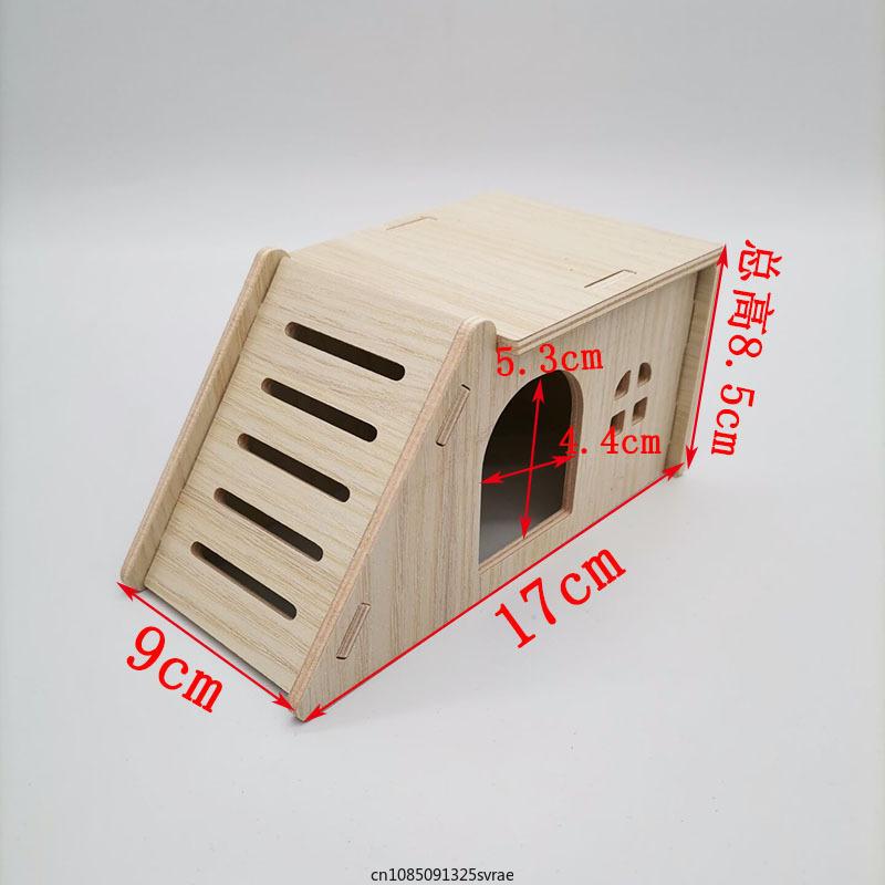 Hamster House DIY Wooden Gerbil Hideout Pet Sport Exercise Toys Bridge Swing and Chinchilla Seesaw Small Villa Cage Accessories