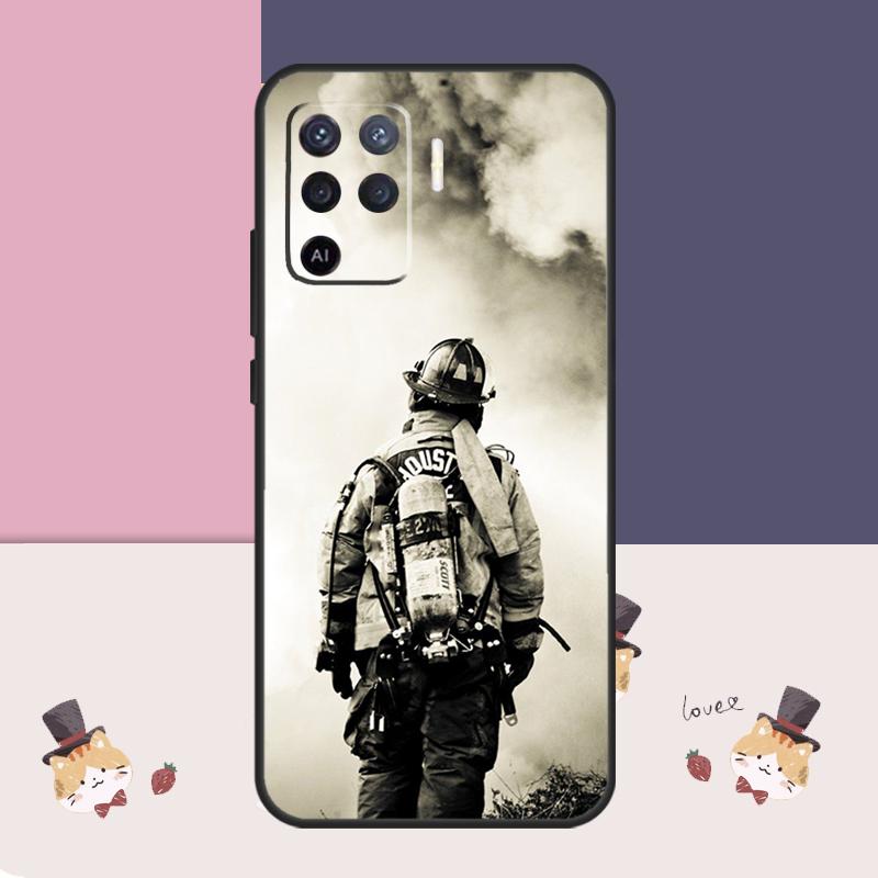 Fire Fighter Hero Case For Oppo A94 A74 A54 A18 A38 A58 A78 A98 A80 A60 A40 A96 A76 A16 A15 A17 A57 A77 A5 Pro