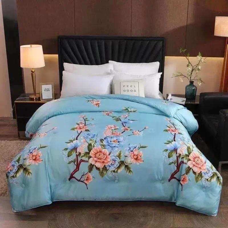 

Summer Winter Silk Quilt Chinese Silk Comforter Purple Gray Green Colorful Duvet Filling Natural/Mulberry Silk Blanket Comforter 150x200cm 1.5kg синій