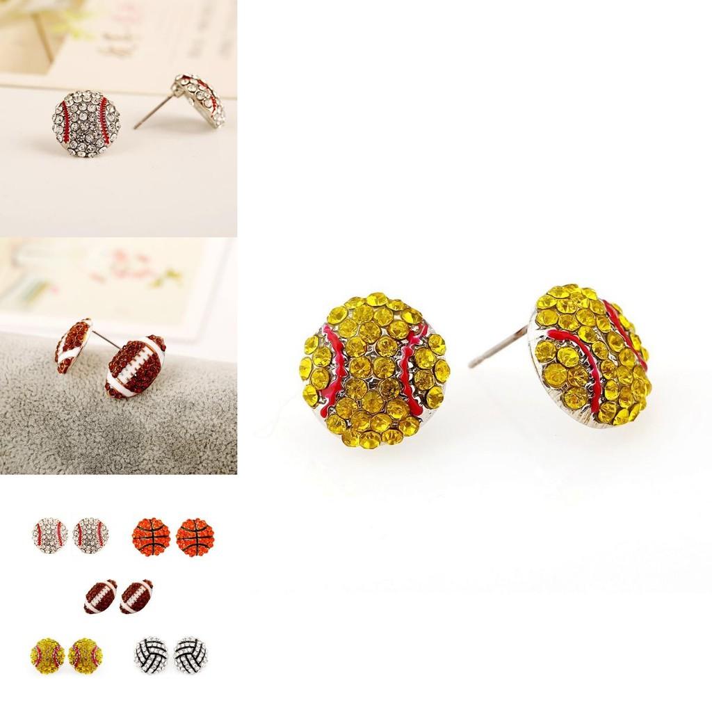 Spring 2023 Trend Basketball Baseball Volleyball Earrings With Sparkling Zirconia