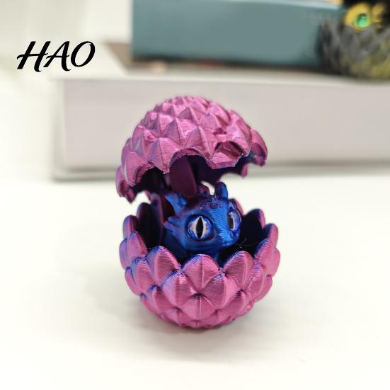 Desktop Ornament 3D Printed Dragon Egg Vibrant Color Small Size Miniature Statue Stress Relief Fidget Toy Adorable Cartoon Dragon-themed Desk