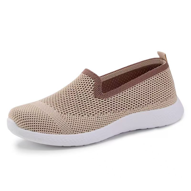 Women's Spring Autumn New Mesh Casual Shoe Thick Sole Non Slip Shallow Slip On Light Round Toe Flat Sole Elderly Walking Shoes