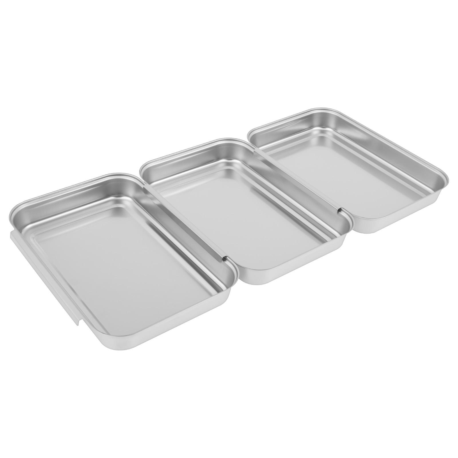 Stainless steel stackable space saving interlocking rectangular tray sauce plate barbecue plate gridded meal kitchen utensils