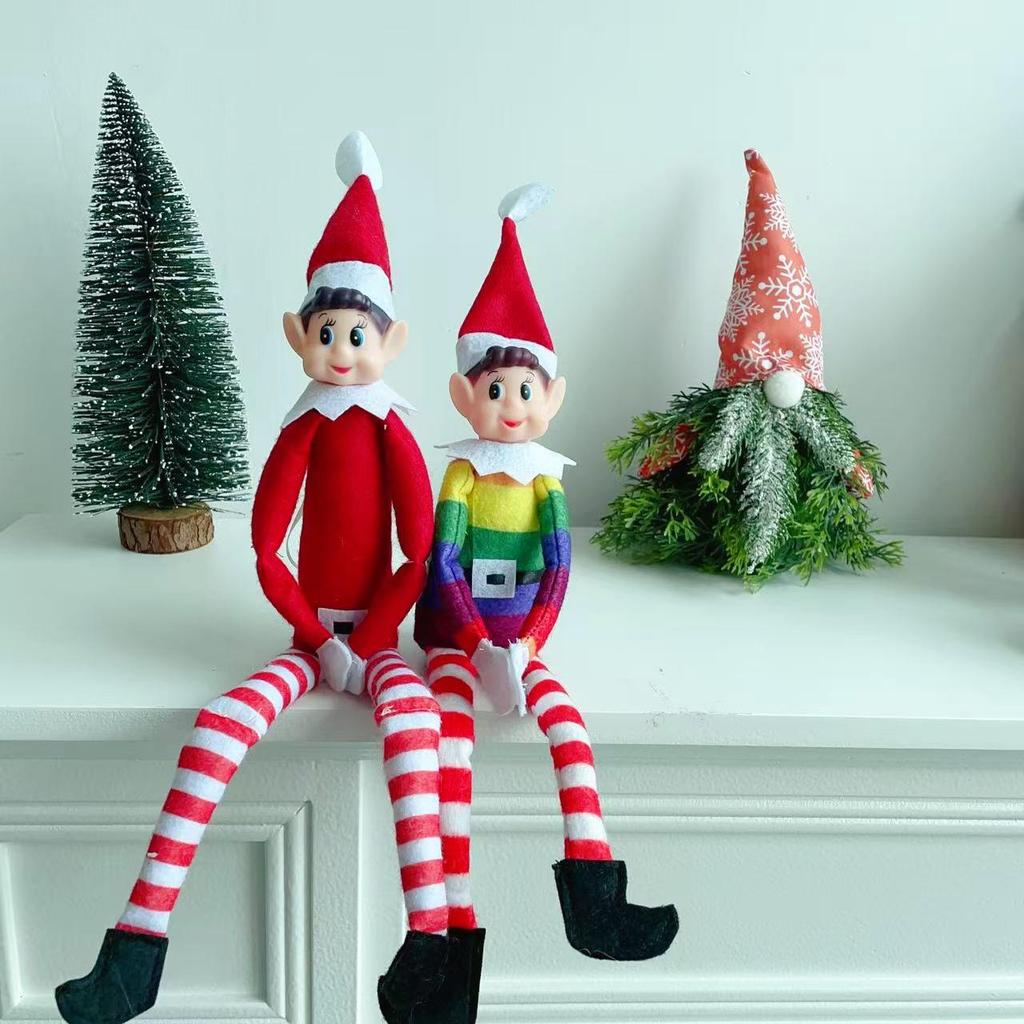 Bambola Peluche Elfo a Strisce - Decorazione Natalizia Originale per Bambini e Bambine
