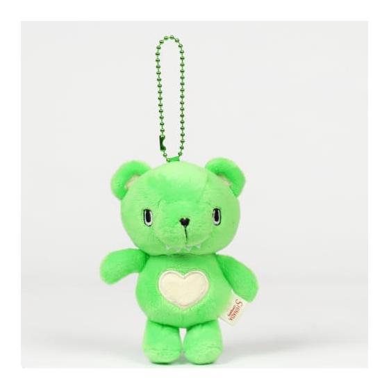 Gaburabu Bear Mascot Plush Keychain, Green, with Ball Chain, 10cm Height. Cool Bear-Shaped Mascot, Small Size, Lightweight Design. Easy To Attach To