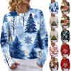Women's Soft Christmas Print Crewneck Long Sleeve Sweater for Fall and Winter