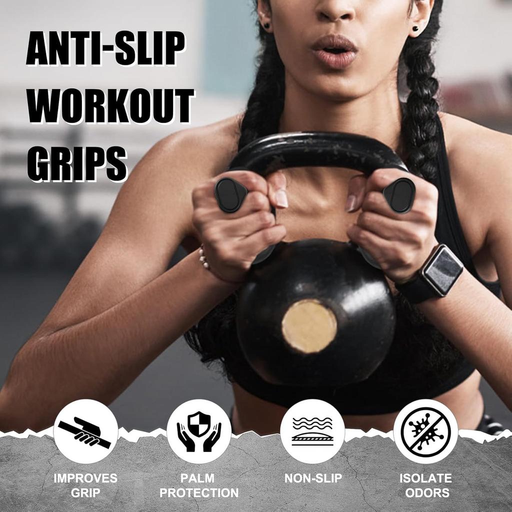 Rubber Gym Grips for Men Women, Anti-Slip Workout Grips Fingerless Workout Gym Gloves Pull Up Grips No Sweaty, Hand Protection Grips