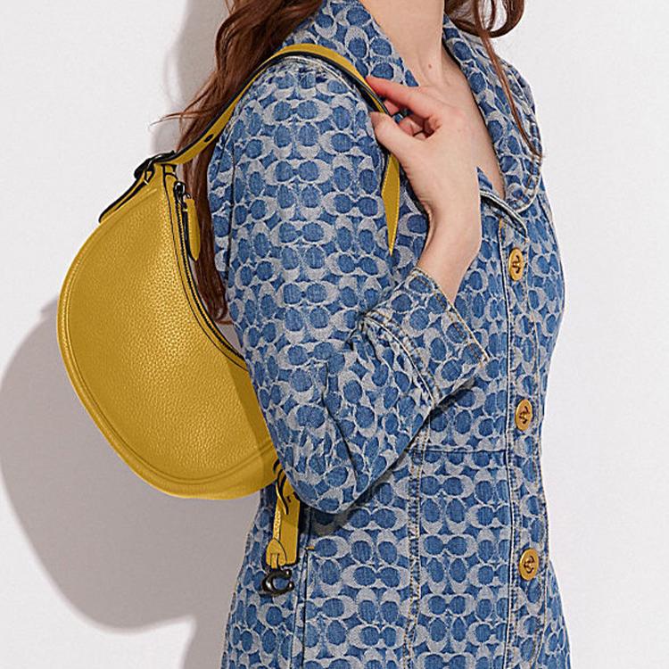 New COACH Cow Leather Handbag, Shoulder Bag Women's Yellow CC439-V5LQT