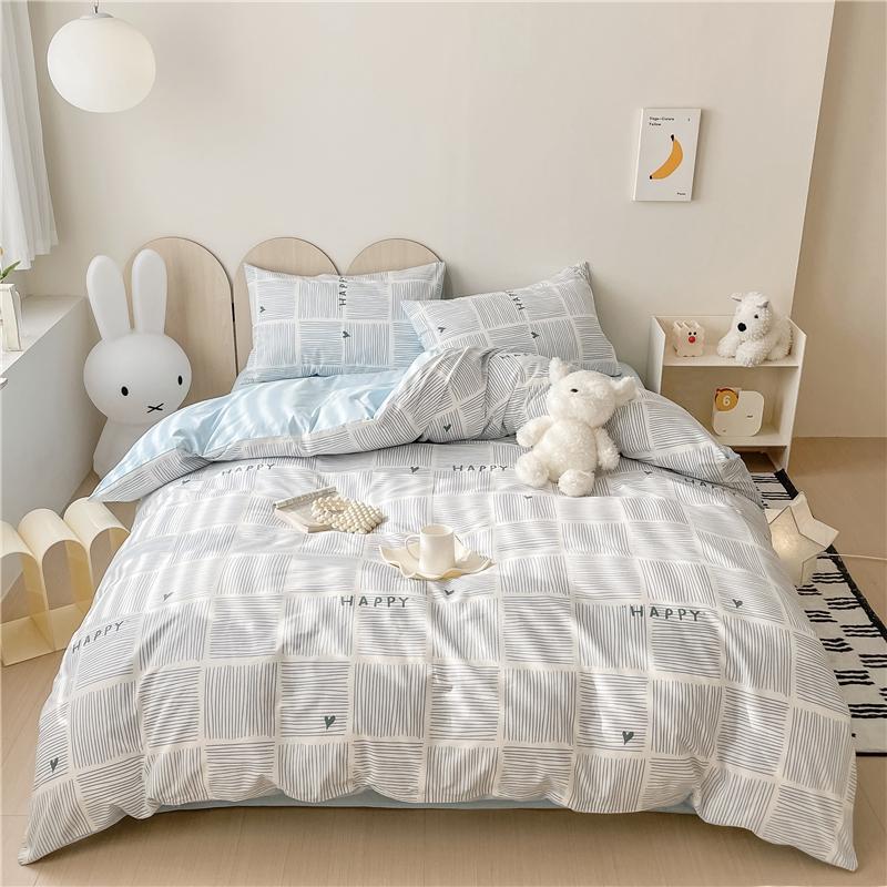 Set Husă Plapumă cu Model Geometric Modern 100% Bumbac Prietenos cu Pielea Husă Plapumă cu 2 Fețe de Pernă Set de Lenjerie de Pat Moale de Lux